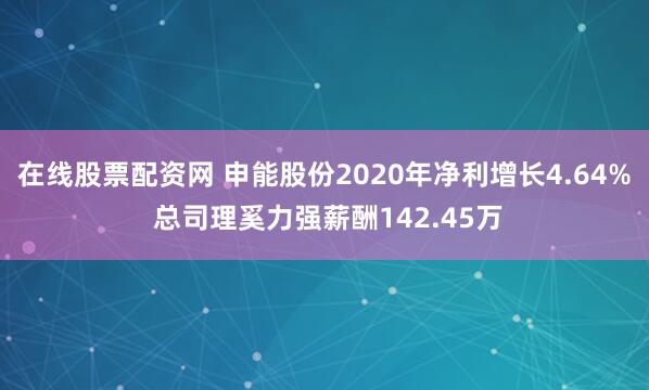 在线股票配资网 申能股份2020年净利增长4.64% 总司理奚力强薪酬142.45万