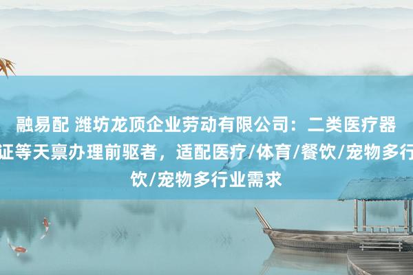 融易配 潍坊龙顶企业劳动有限公司：二类医疗器械许可证等天禀办理前驱者，适配医疗/体育/餐饮/宠物多行业需求